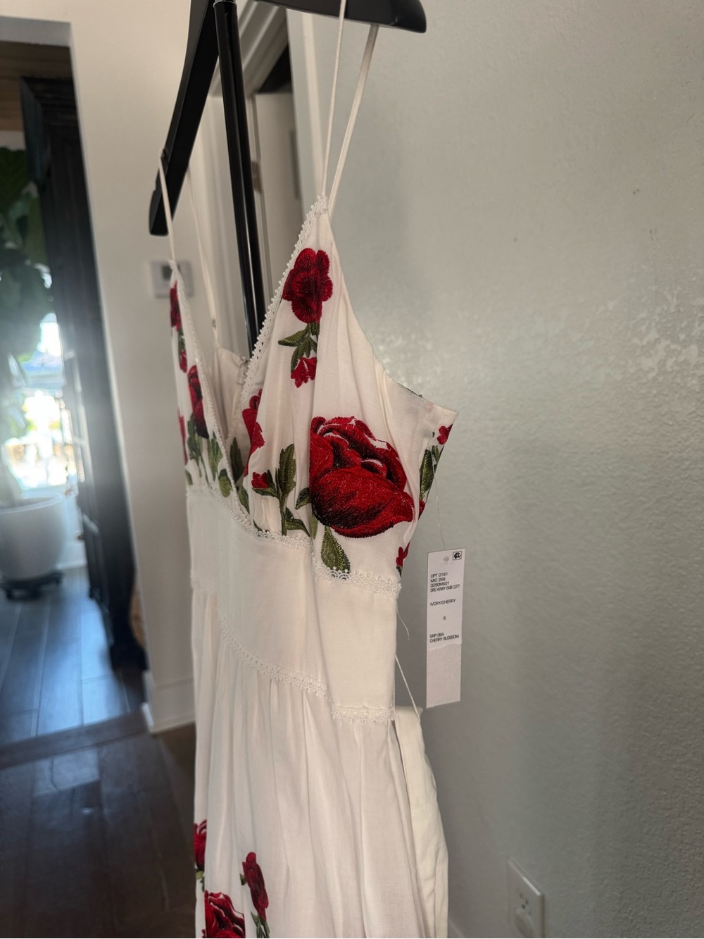 ANTONIO MELANI White Maxi Dress with Red Rose Embroidery - Picture 4 of 6